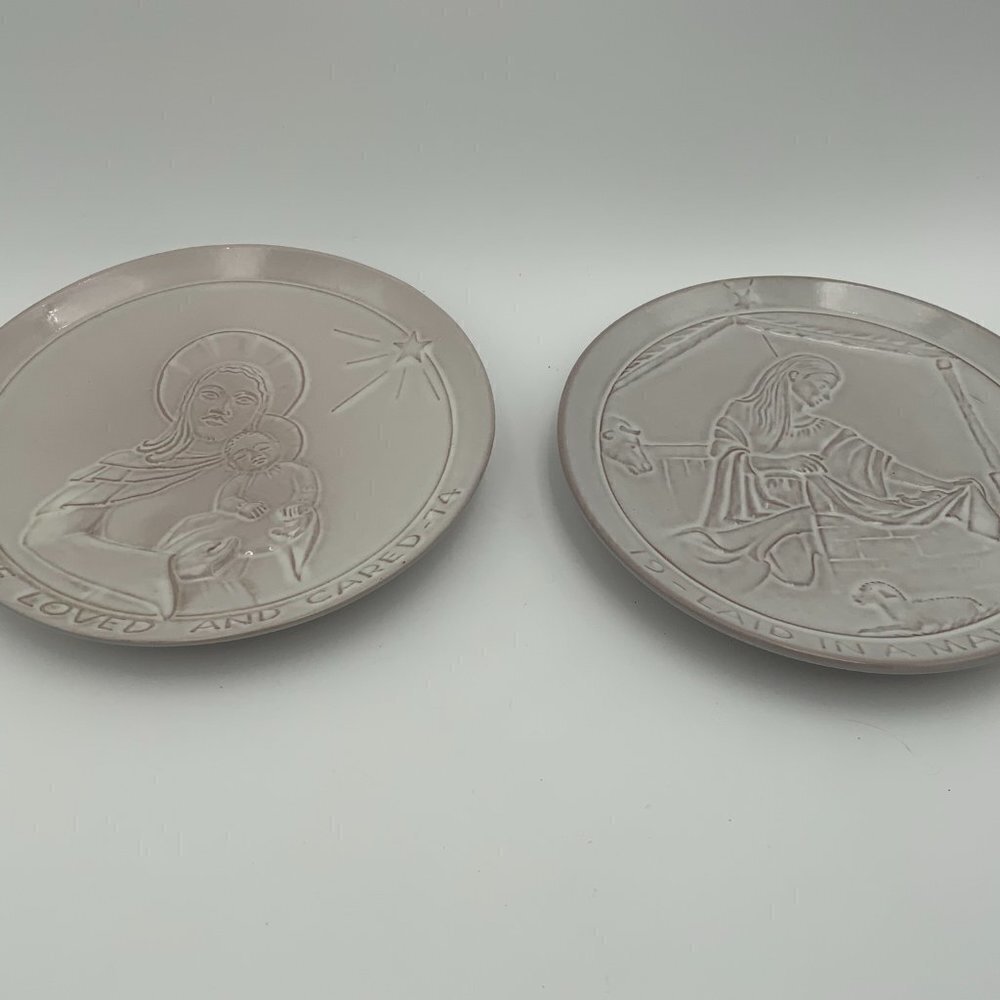 2 Signed Frankoma Christmas Plate Collection 1974 & 1969 Mother Mary & Jesus - Picture 4 of 8
